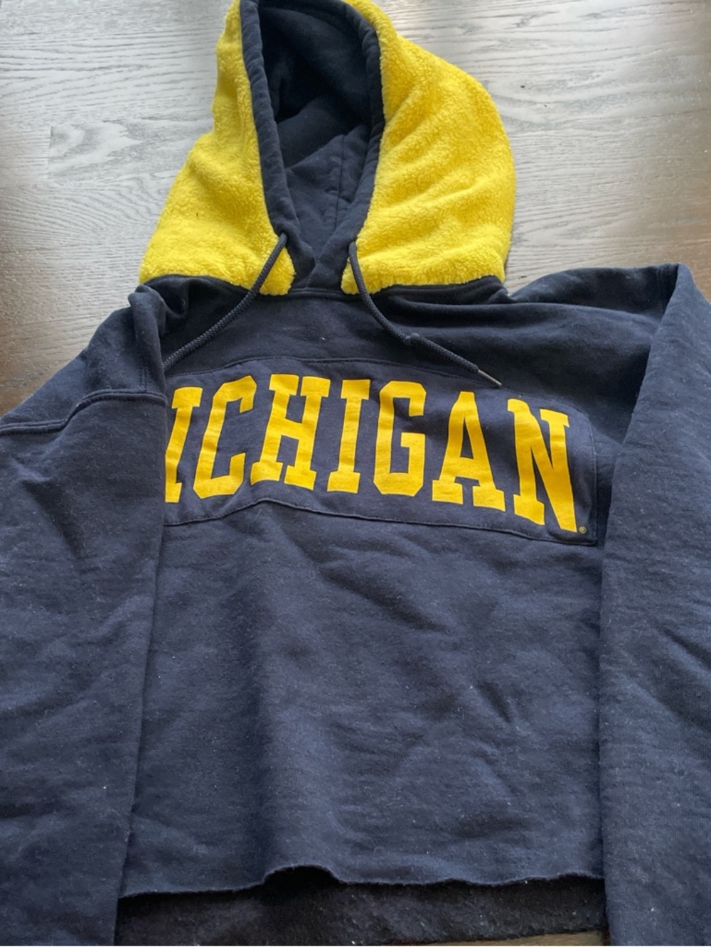 University of Michigan Navy with Fuzzy Yellow Hoodie